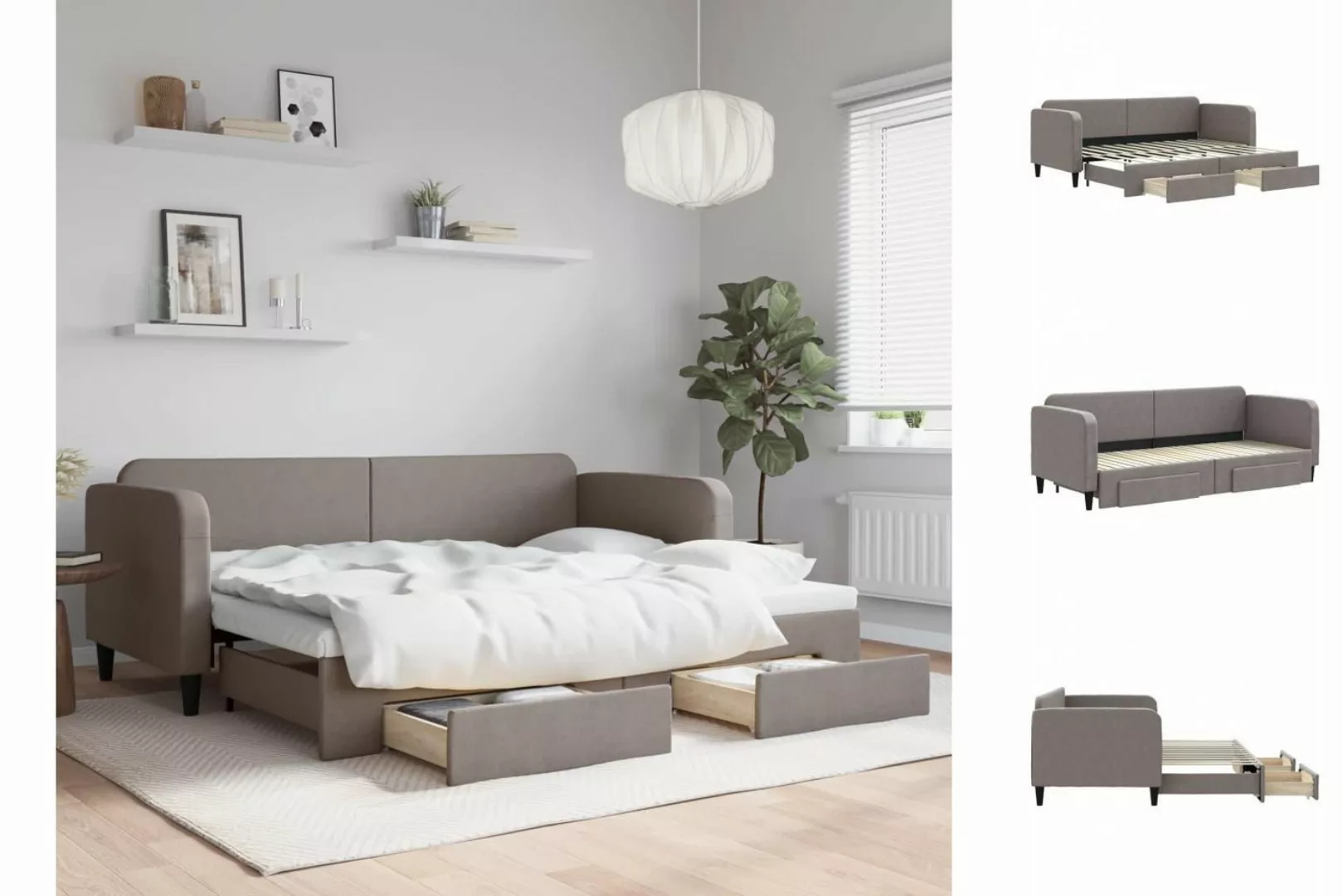 vidaXL Gästebett Gästebett Tagesbett Ausziehbar mit Schubladen Taupe 80x200 günstig online kaufen