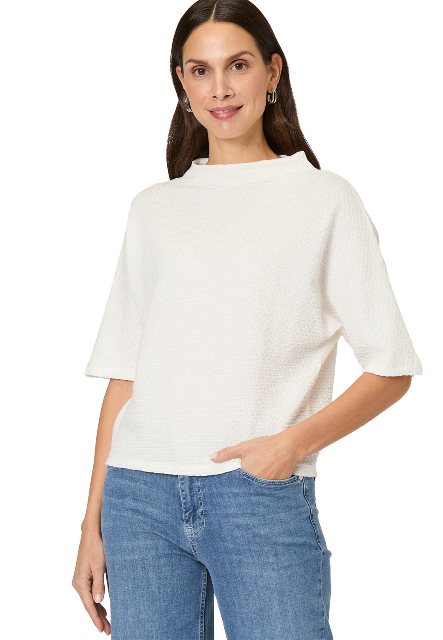 Zero Kurzarmshirt "zero Damen Shirt mit Strukturmuster", (1 tlg.), Plain/oh günstig online kaufen