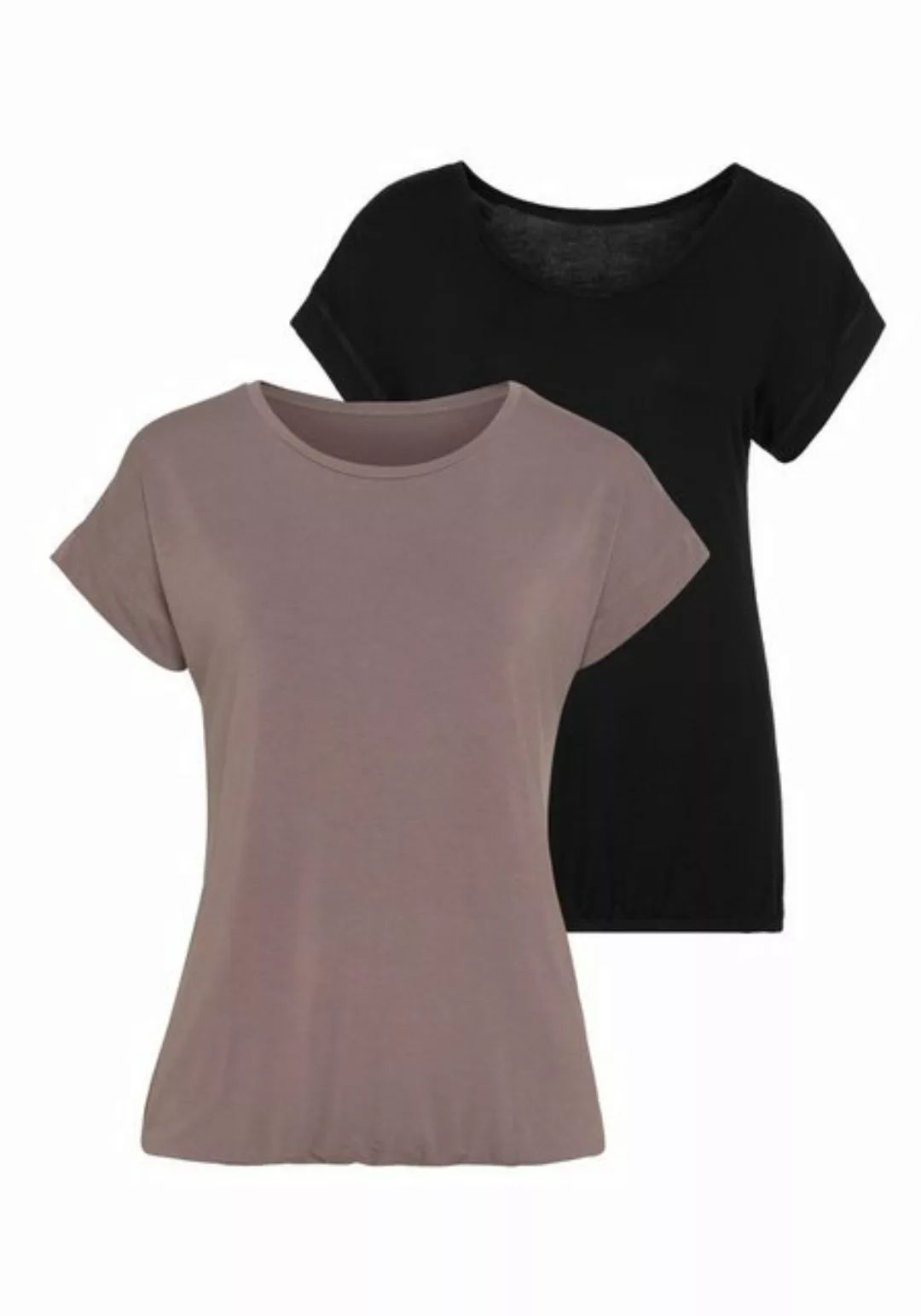 Vivance T-Shirt (2er-Pack) mit elastischem Saumabschluss günstig online kaufen