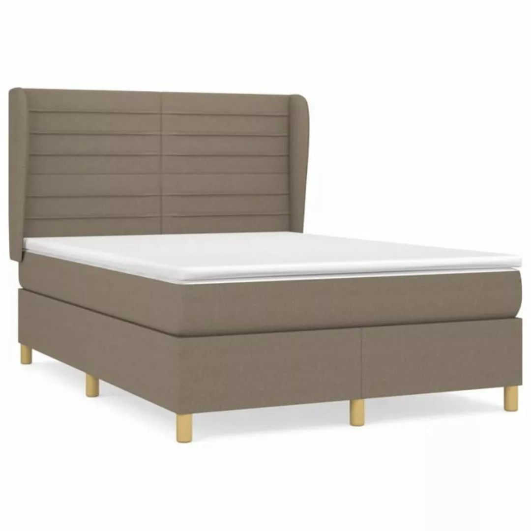 vidaXL Boxspringbett Boxspringbett mit Matratze Taupe 140x200 cm Stoff Bett günstig online kaufen