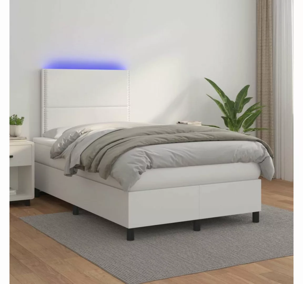 vidaXL Boxspringbett Boxspringbett mit Matratze & LED Kunstleder (120 x 200 günstig online kaufen