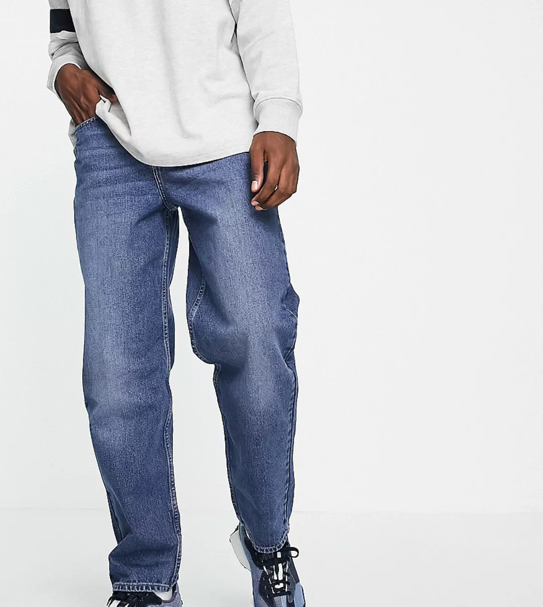 New Look – Baggy-Jeans in verwaschenem Mittelblau günstig online kaufen