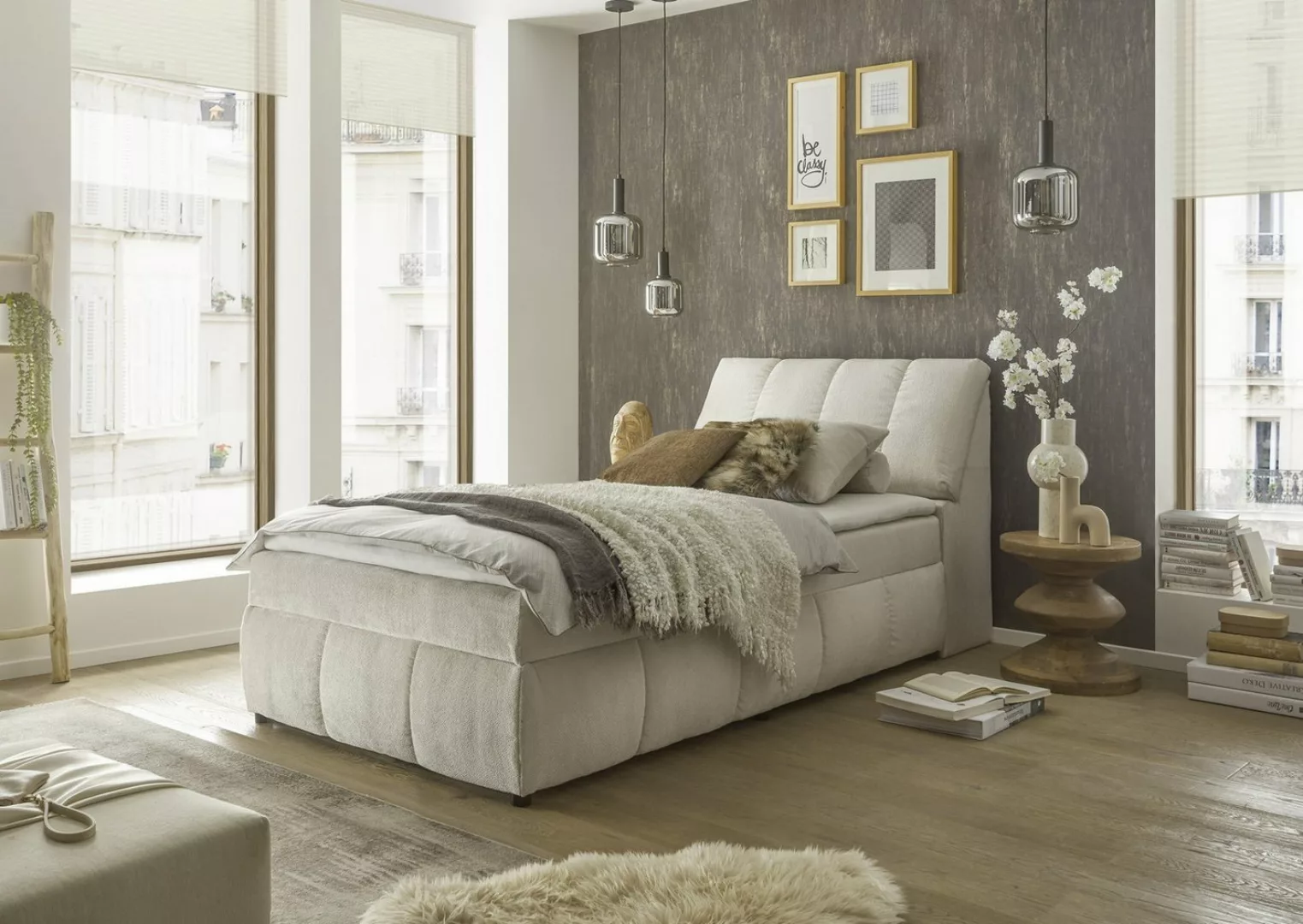 freiraum Boxspringbett Valencia 120, Stauraum, inkl. Topper, Ivory cream, 1 günstig online kaufen