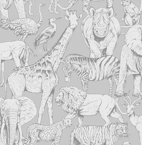 Vliestapete Superfresco Easy Tiere des Dschungels Grau günstig online kaufen