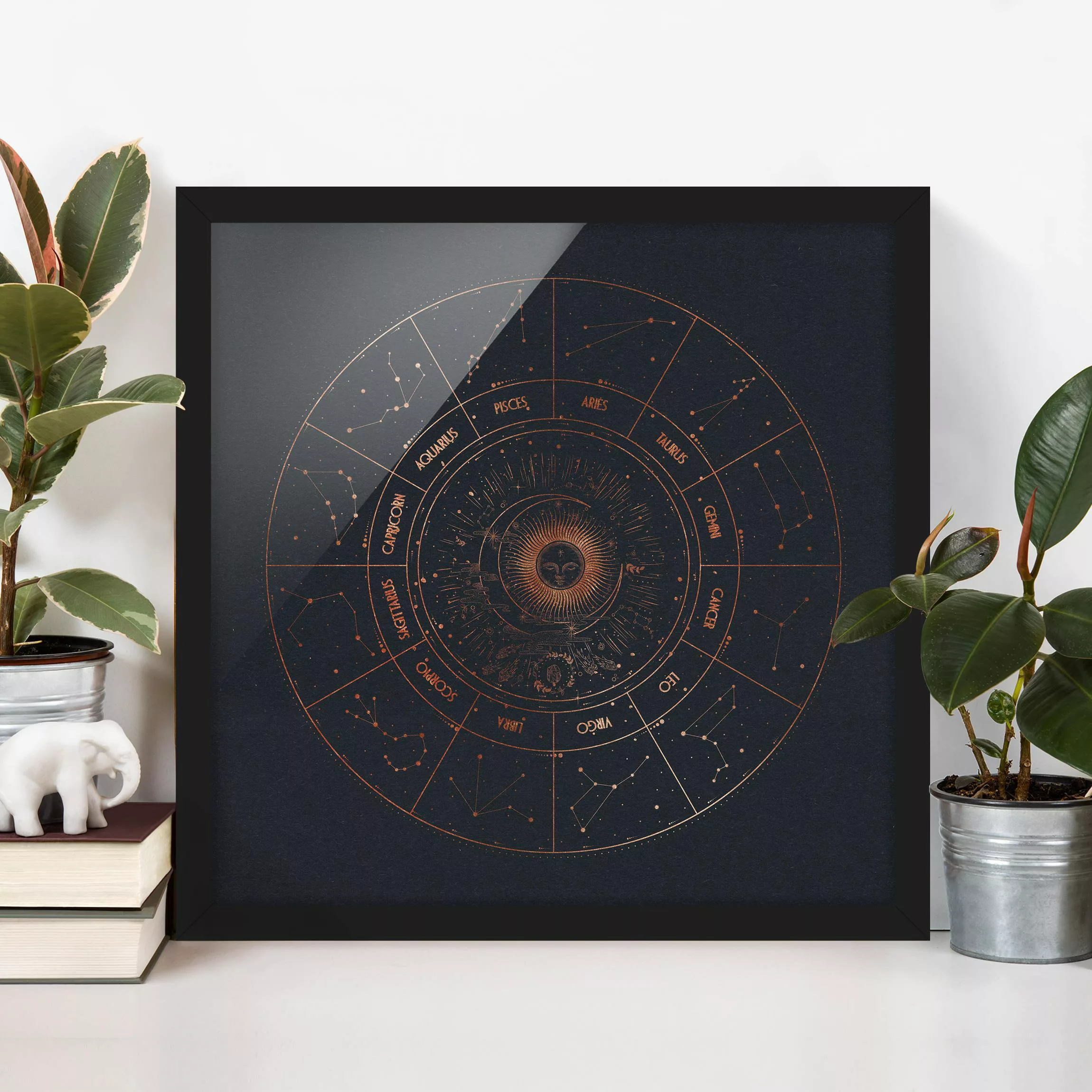 Bild mit Rahmen Stadt-, Land- & Weltkarte - Quadrat Astrologie Die 12 Stern günstig online kaufen