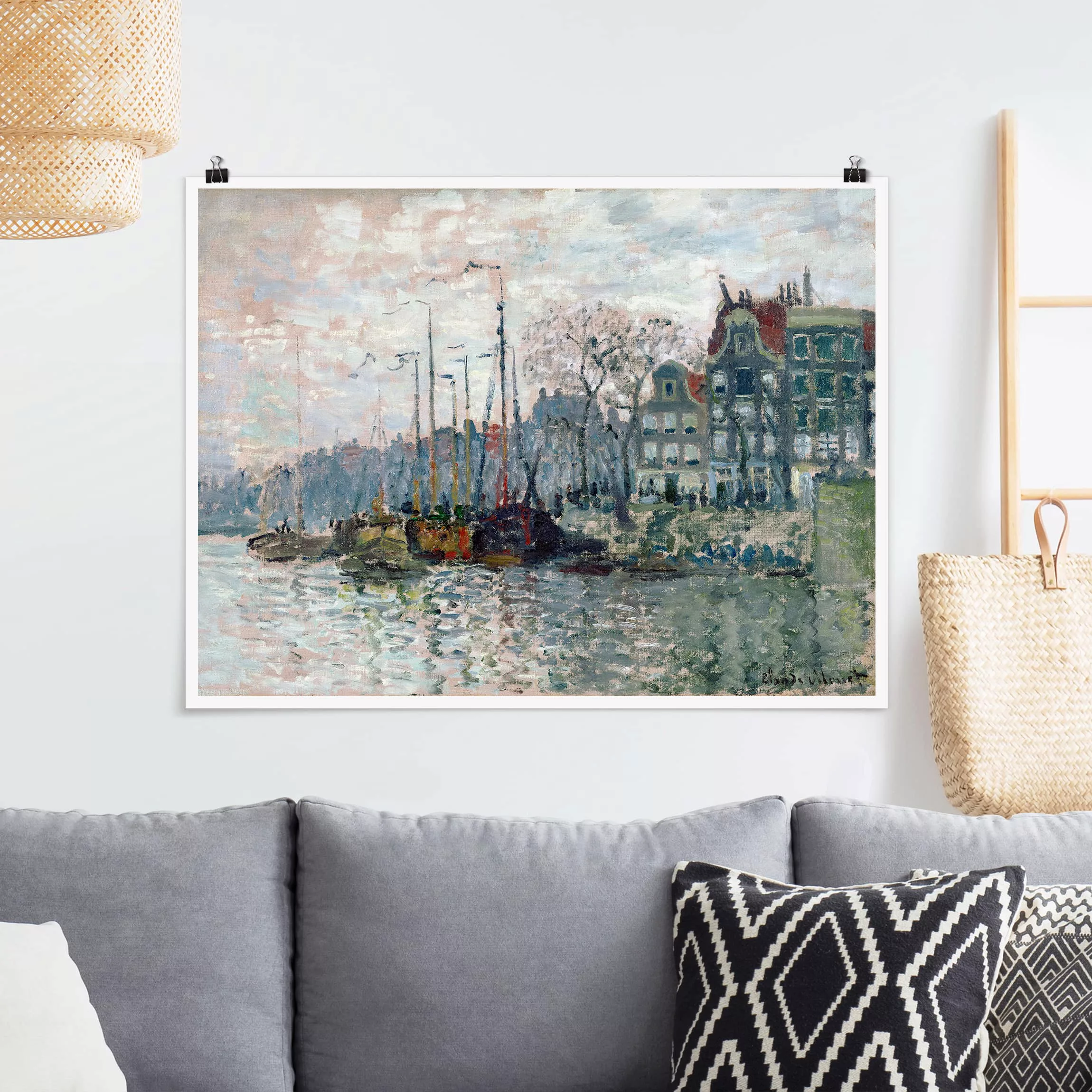 Poster Kunstdruck - Querformat Claude Monet - Kromme Waal Amsterdam günstig online kaufen