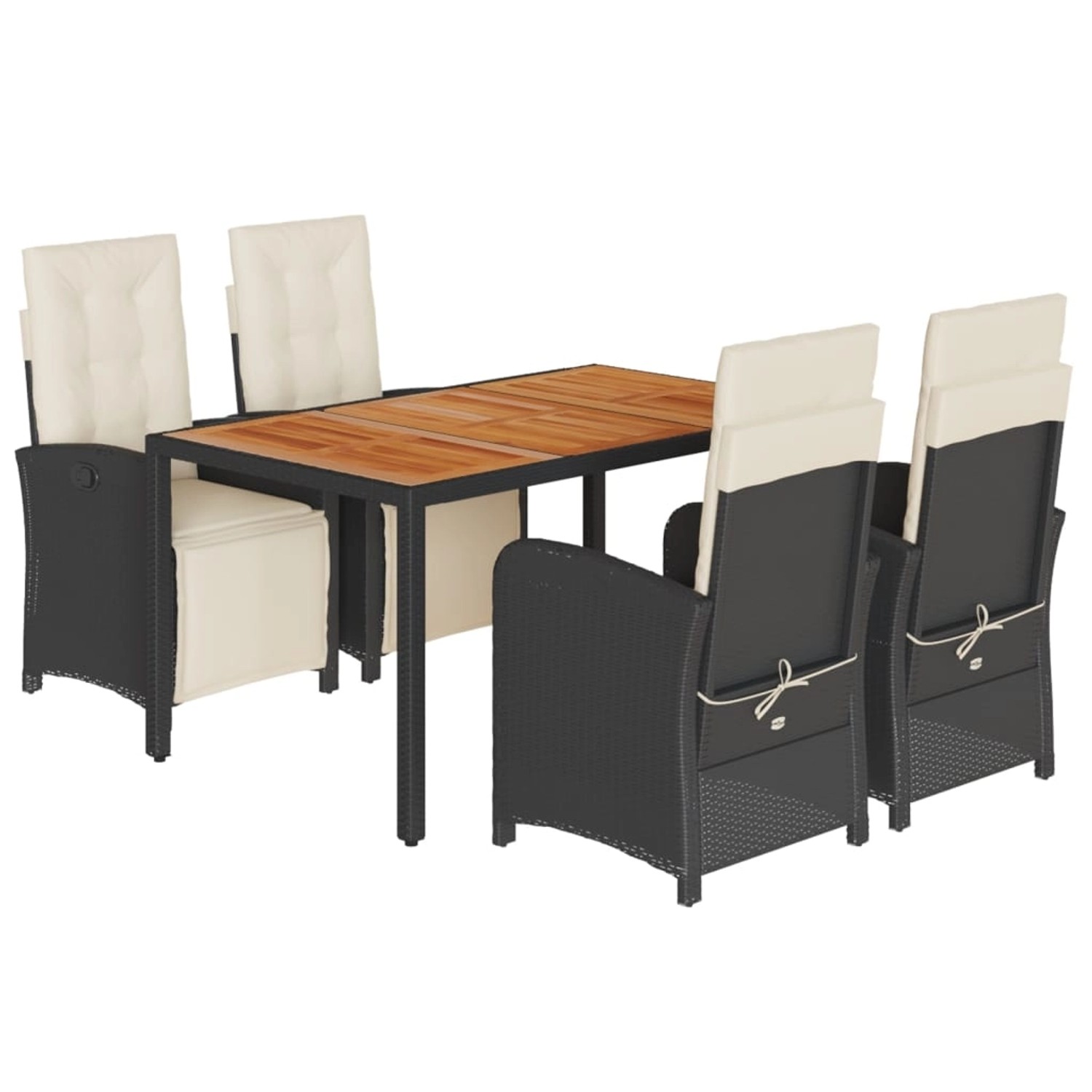 vidaXL 5-Tlg Garten-Essgruppe mit Kissen Schwarz Poly Rattan 3212470 günstig online kaufen