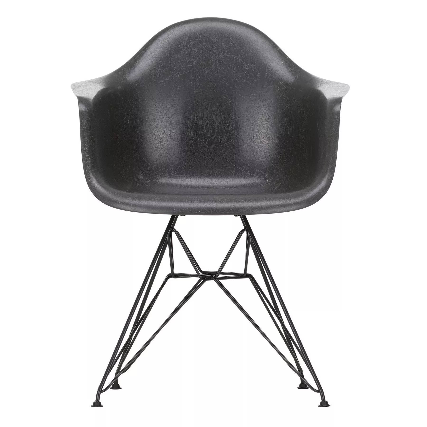 Vitra - Eames Fiberglass Armchair DAR Gestell schwarz - Elefantengrau/Sitzs günstig online kaufen