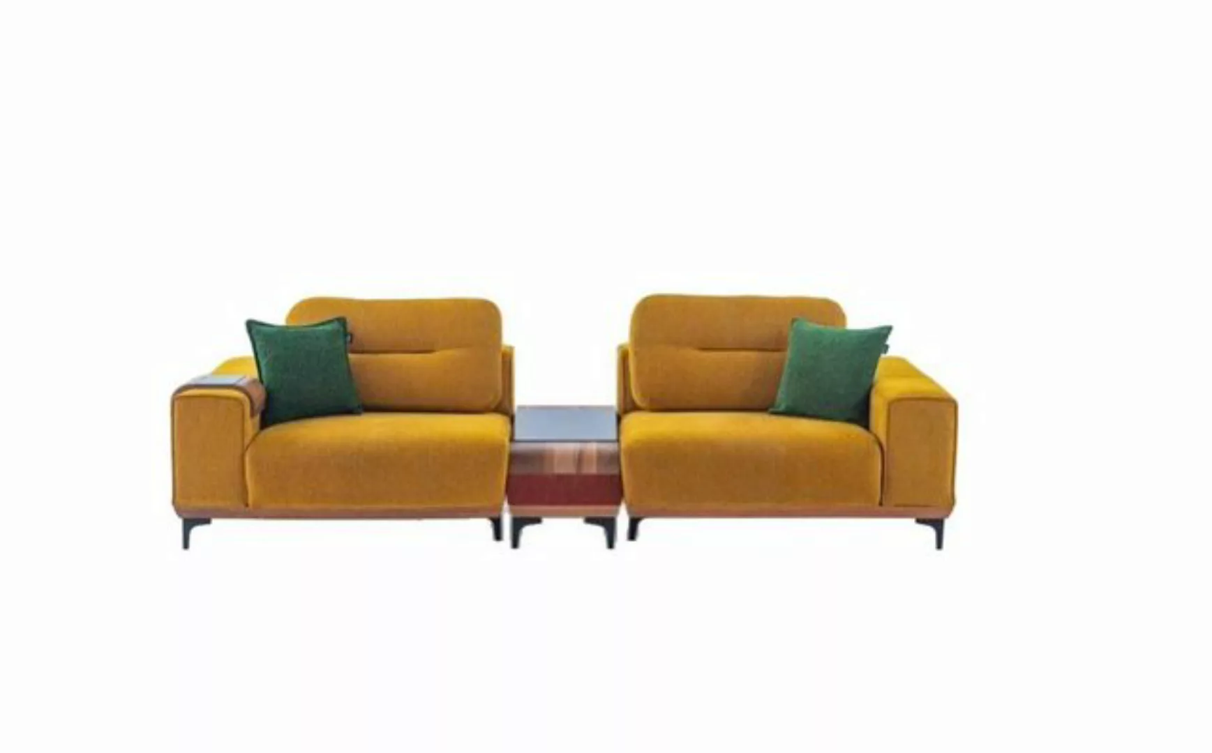 JVmoebel 3-Sitzer Gelber Dreisitzer 3-Sitzer Sofa Luxus Wohnzimmer Couchen günstig online kaufen