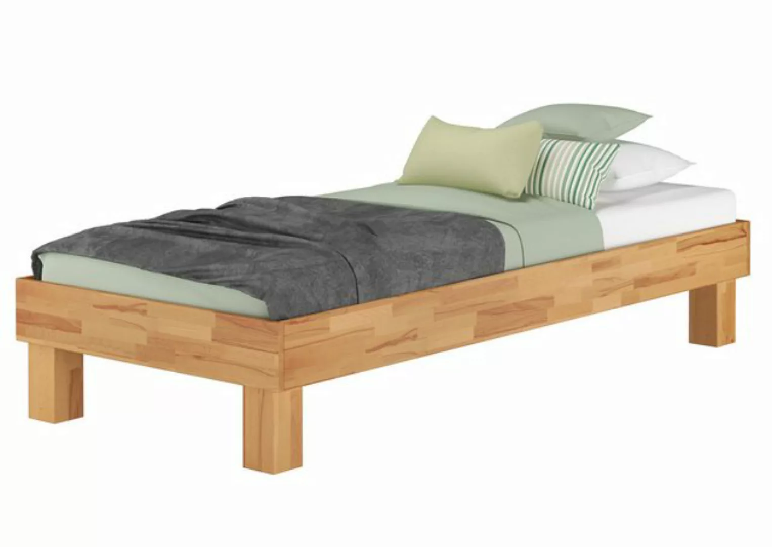 ERST-HOLZ Bett Einzelbett Futonbett Bettrahmen Buche massiv 100x200, Bucheg günstig online kaufen