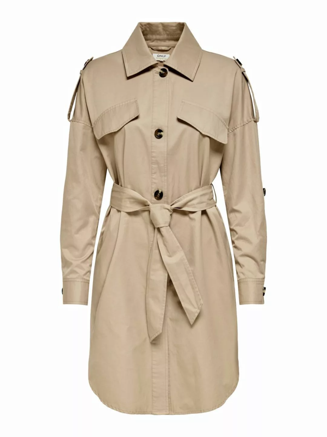 ONLY Einfarbig Trenchcoat Damen Beige günstig online kaufen