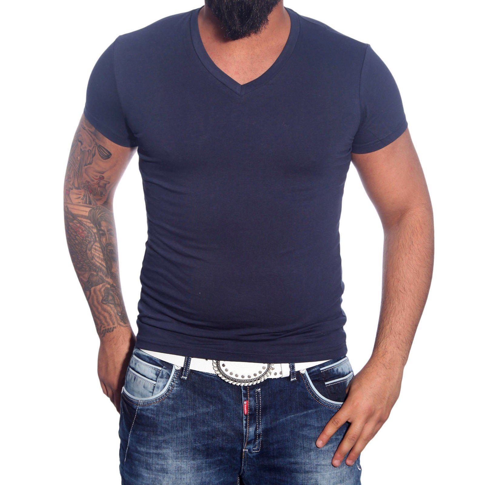 Baxboy T-Shirt Baxboy tiefer V-Ausschnitt Uni günstig online kaufen