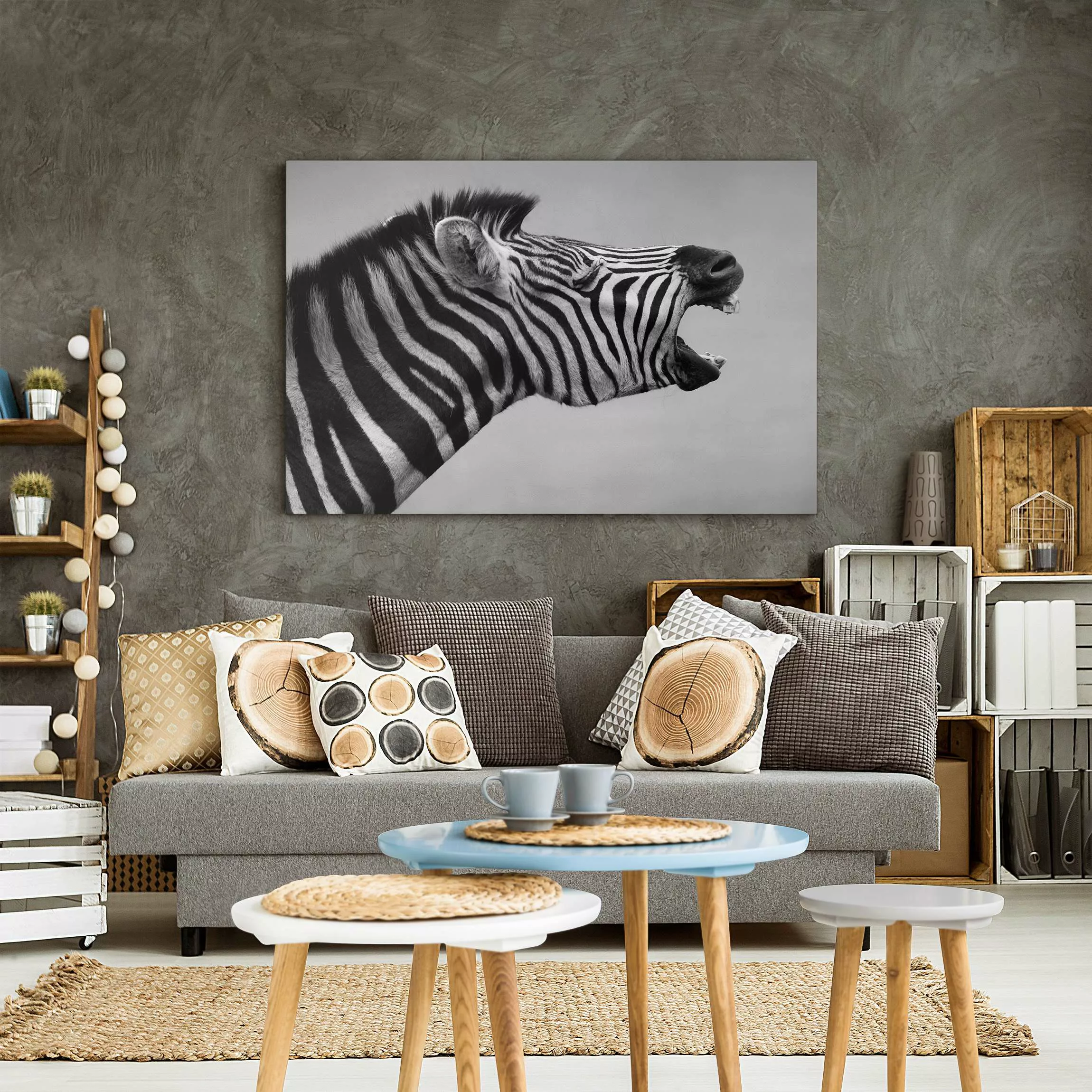 Leinwandbild Tiere - Querformat Brüllendes Zebra II günstig online kaufen