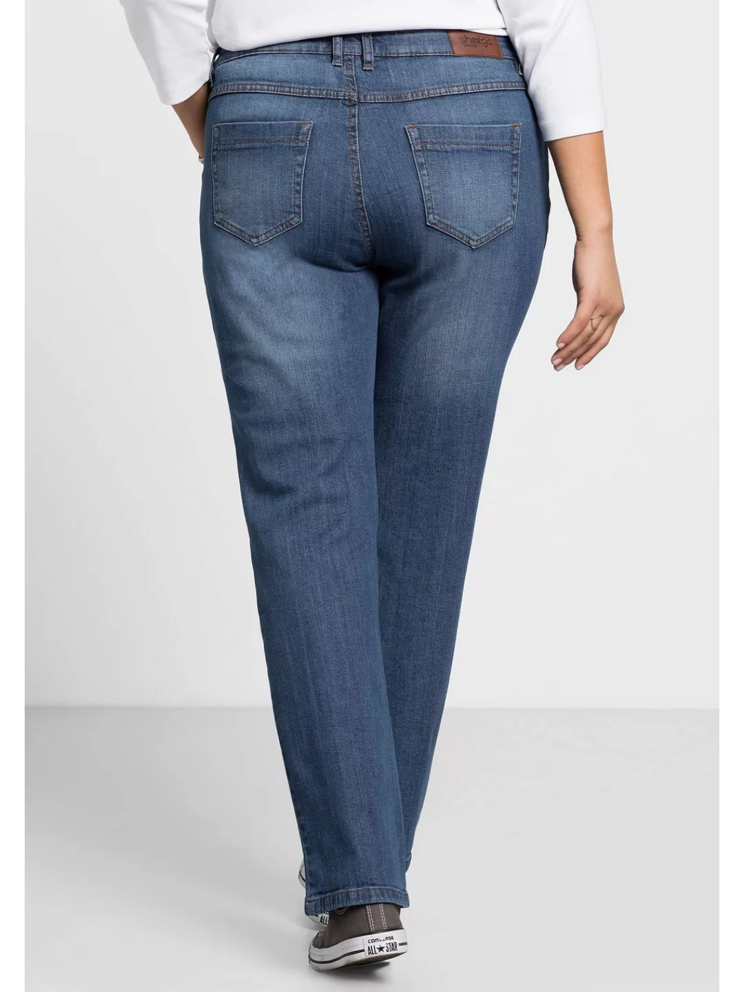 Sheego Stretch-Jeans Große Größen »Die Gerade« mit Used-Effekten günstig online kaufen