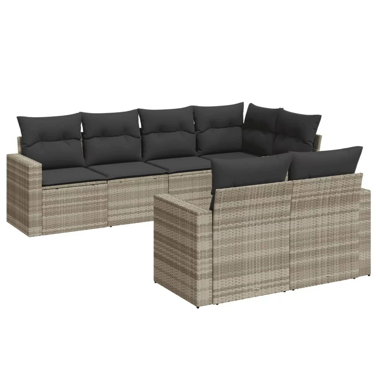 vidaXL 7-tlg Garten-Sofagarnitur mit Kissen Hellgrau Poly Rattan Modell 6 günstig online kaufen