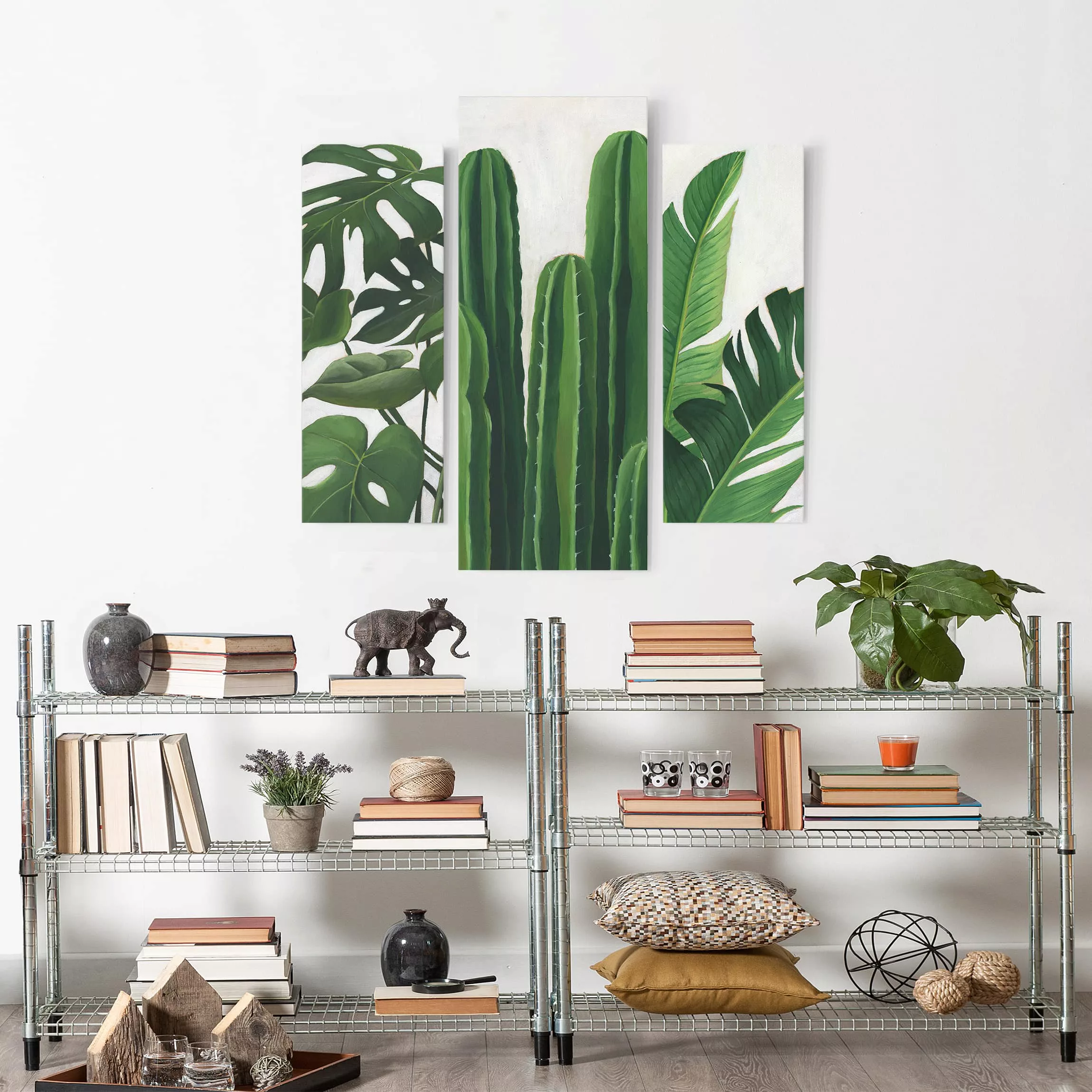 3-teiliges Leinwandbild Botanik - Querformat Lieblingspflanzen Tropical Set günstig online kaufen