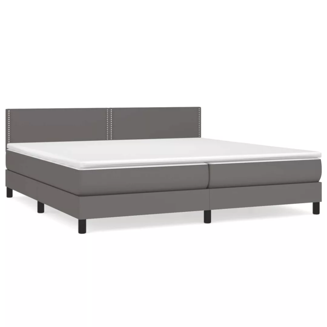 Vidaxl Boxspringbett Mit Matratze Grau 200x200 Cm Kunstleder günstig online kaufen