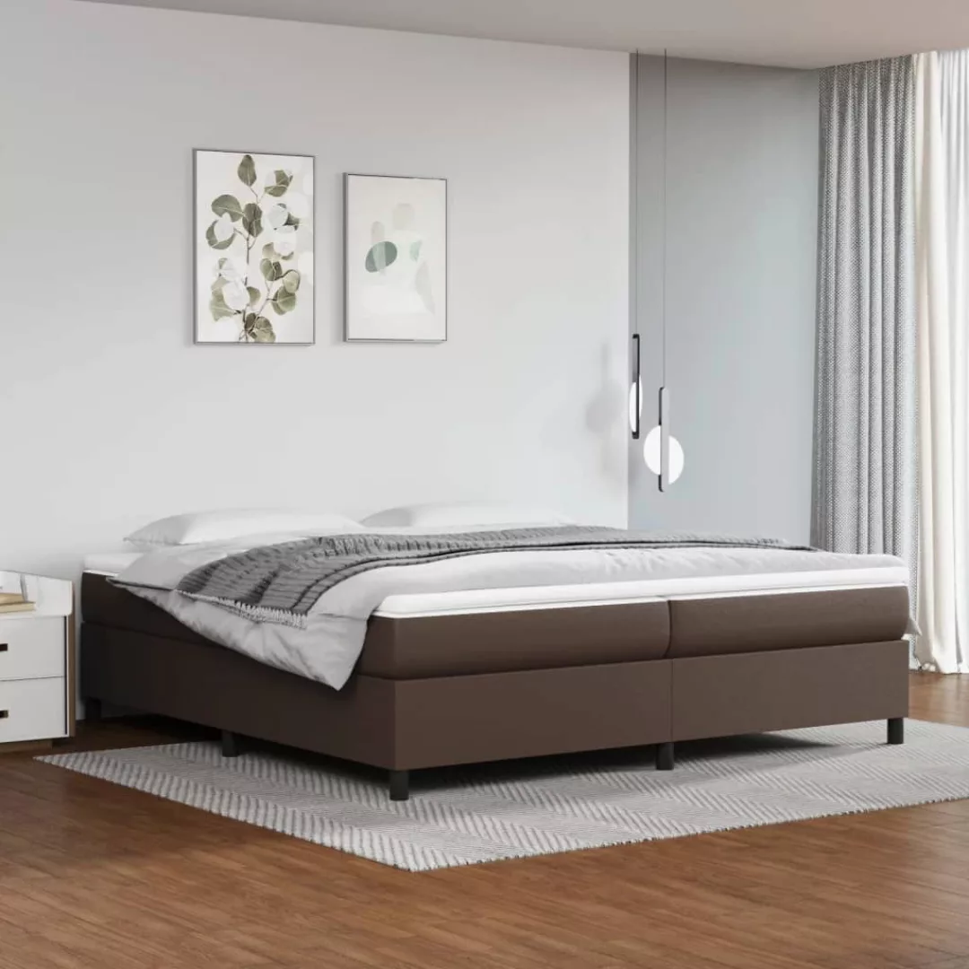 Vidaxl Boxspringbett Mit Matratze Braun 200x200 Cm Kunstleder günstig online kaufen