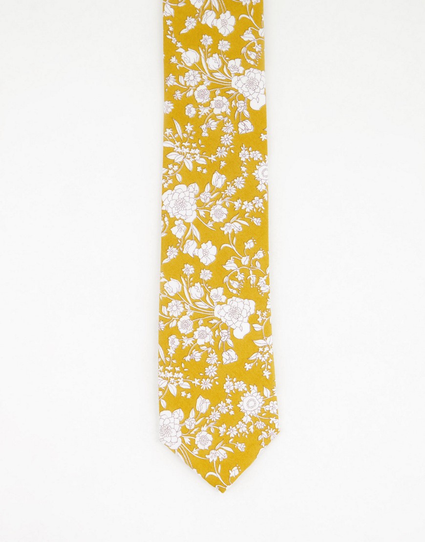 Gianni Feraud – Liberty – Krawatte in Senfgelb mit Blumenmuster günstig online kaufen