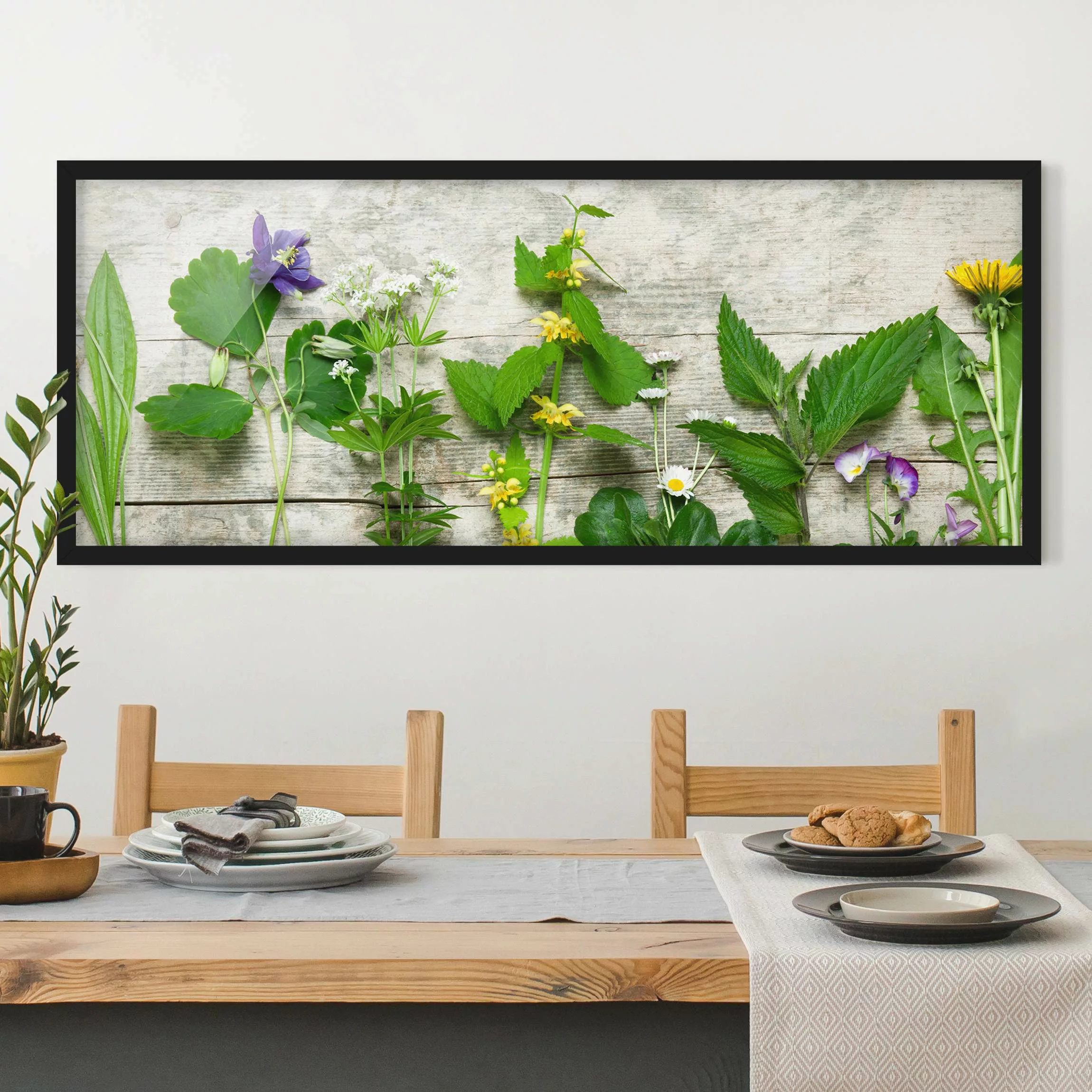 Bild mit Rahmen Küche - Panorama Heil und Wiesenkräuter günstig online kaufen