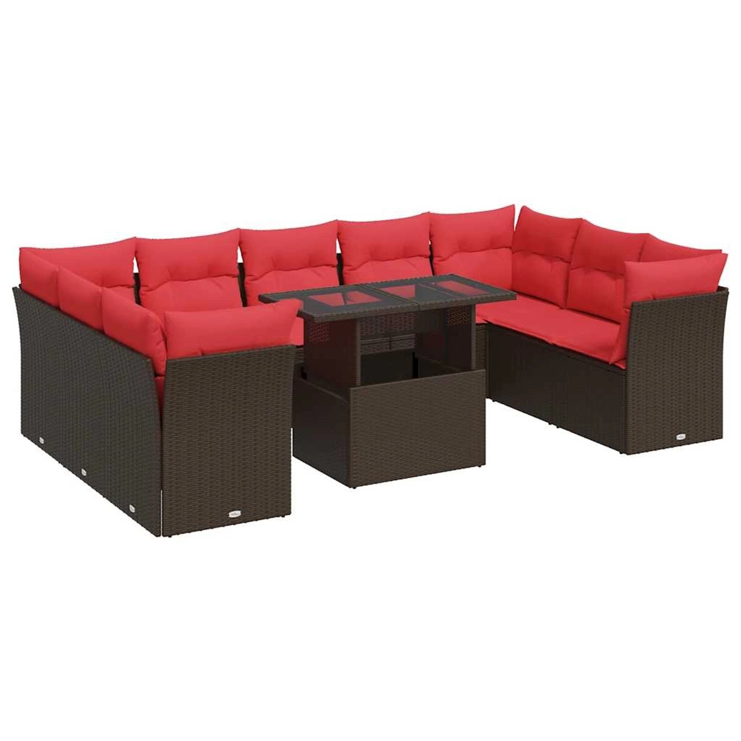 vidaXL 10-Tlg Garten-Sofagarnitur mit Kissen Braun Poly Rattan Akazie 33262 günstig online kaufen