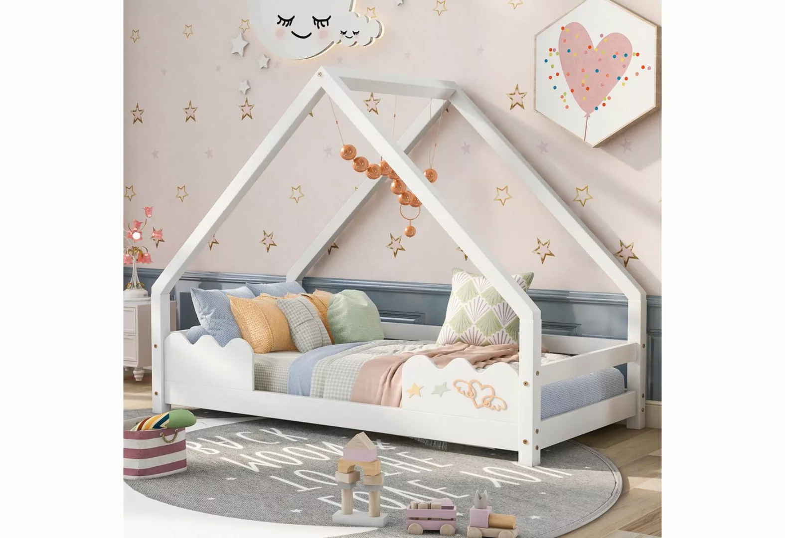 REDOM Kinderbett Jugendbett Hausbett Holzbett Einzelbett (80x160cm ohne Mat günstig online kaufen