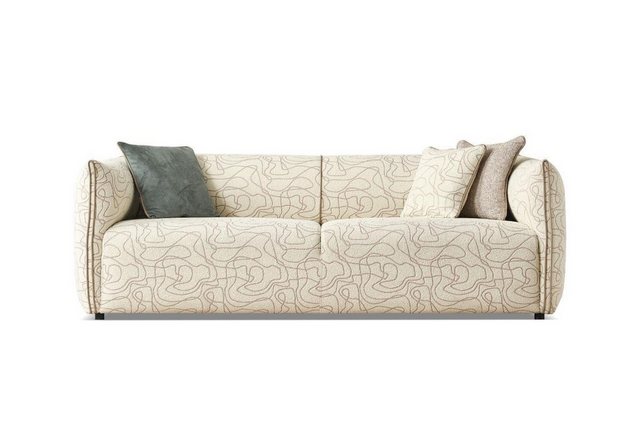 Xlmoebel Sofa Neues modernes Polstersofa in Beige aus Stoff für drei Person günstig online kaufen