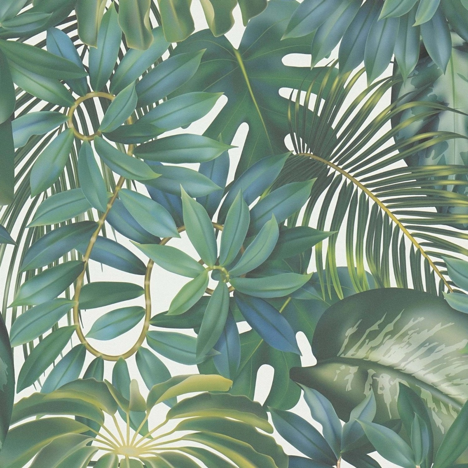 Bricoflor Dschungel Tapete Olivgrün mit Tieren Regenwald Vliestapete mit Le günstig online kaufen