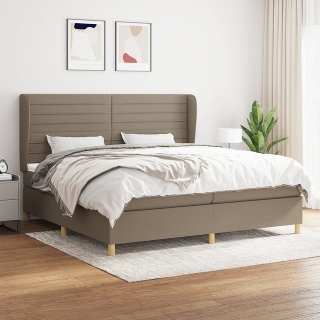 vidaXL Bettgestell Boxspringbett mit Matratze Taupe 200x200 cm Stoff Bett B günstig online kaufen