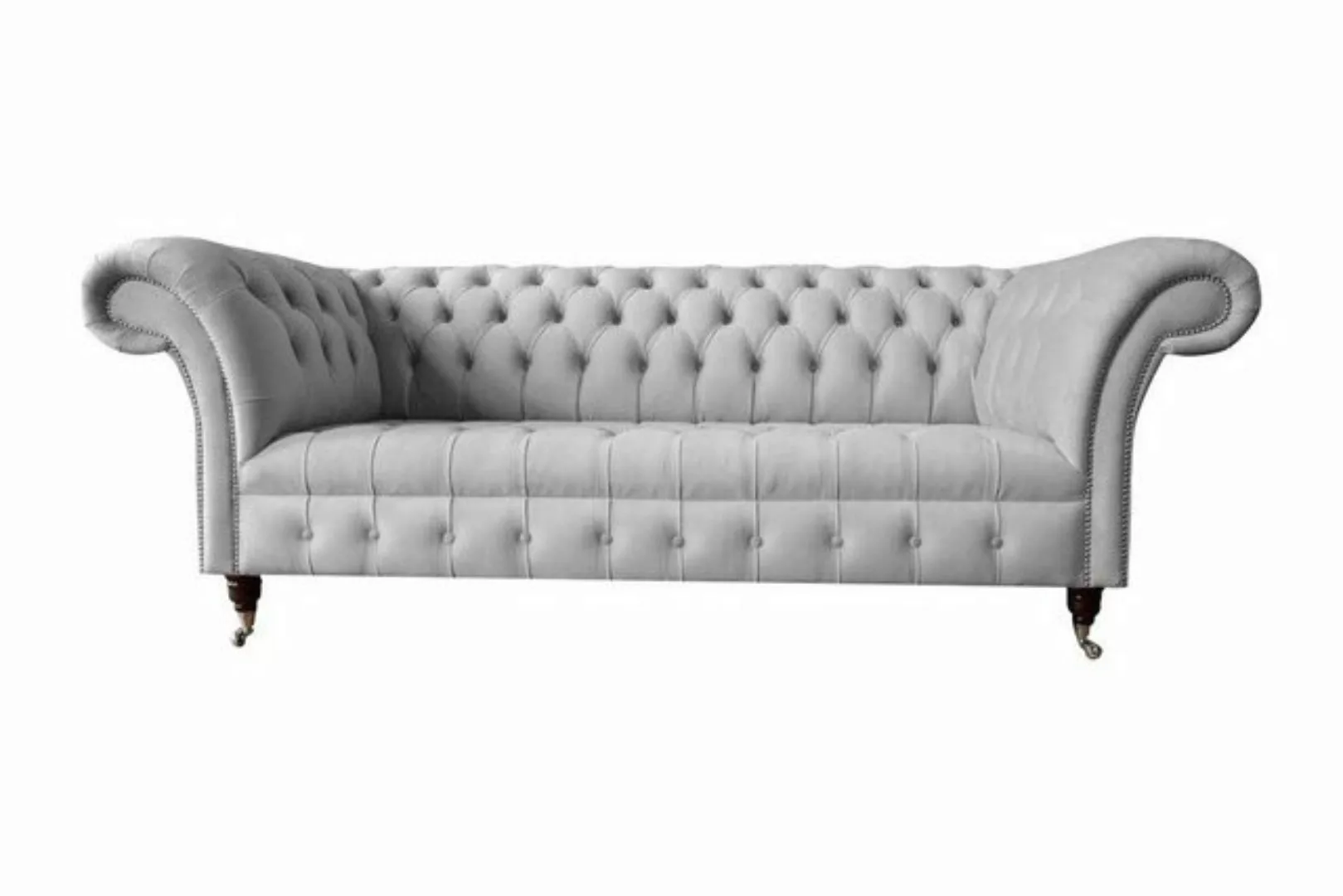 Xlmoebel Sofa Chesterfield Stoff Sofa 3-Sitzer Polsterung Sitz Grau Sofas, günstig online kaufen