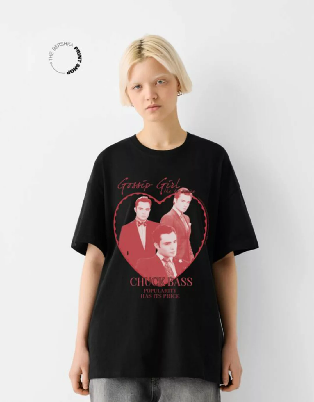 Bershka T-Shirt Gossip Girl Mit Kurzen Ärmeln Damen L Schwarz günstig online kaufen