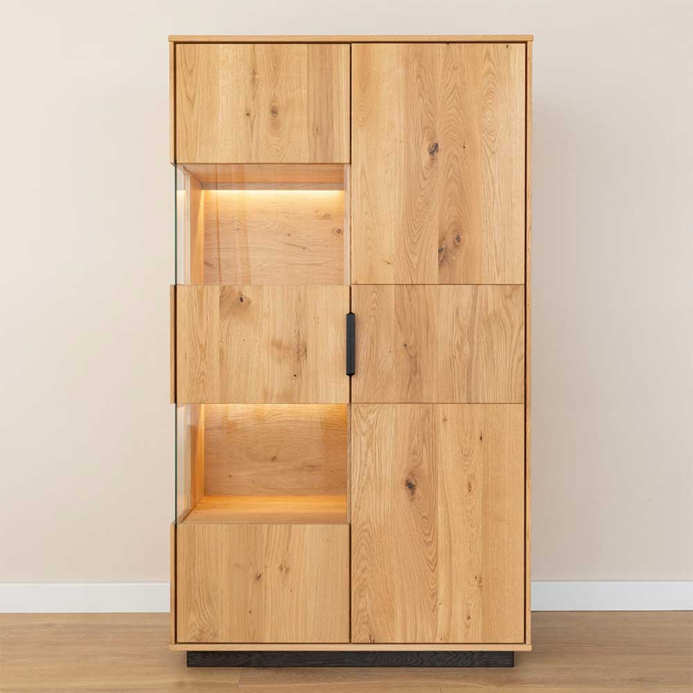 Highboard Wohnzimmer Highboard mit LED Beleuchtung geölt günstig online kaufen