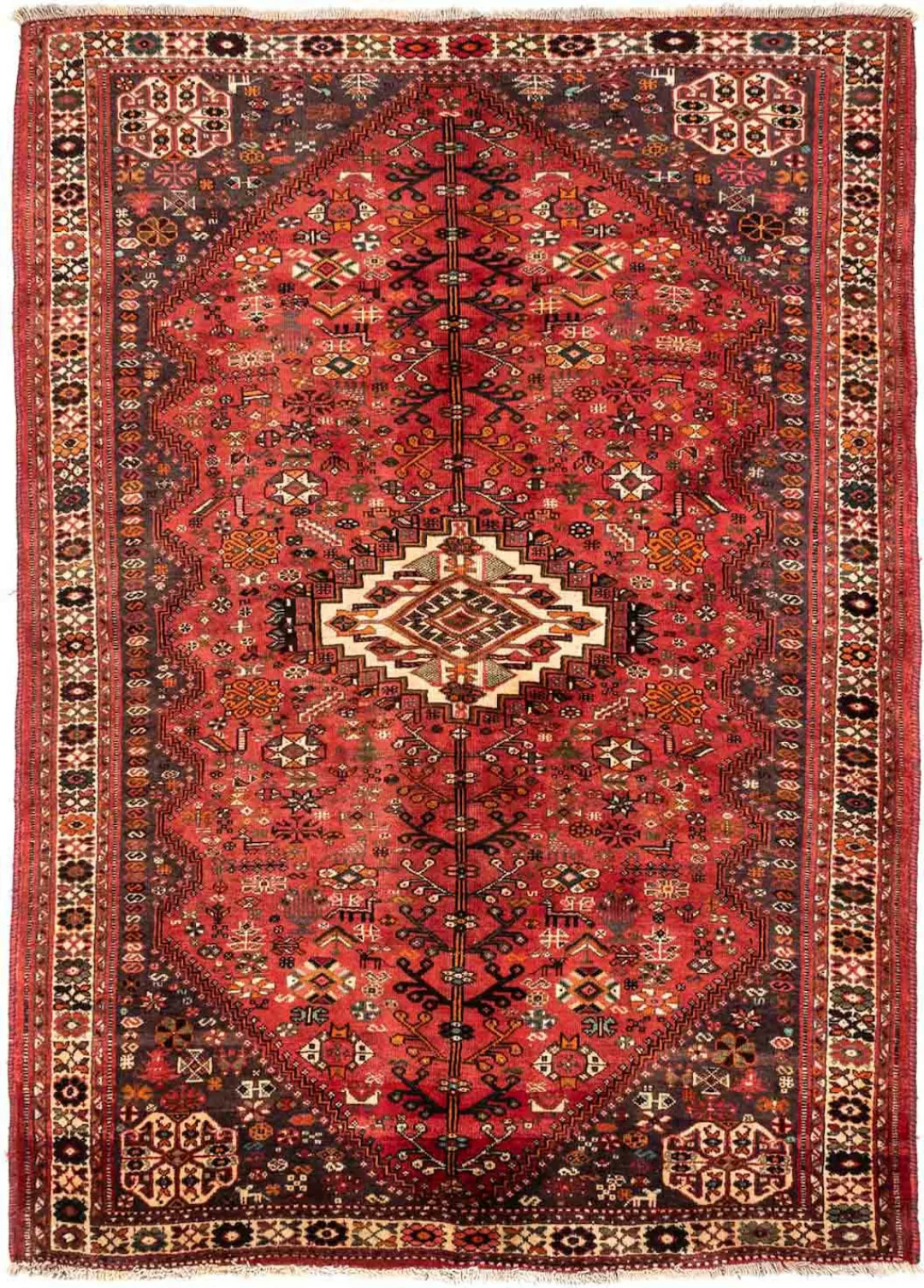 morgenland Wollteppich »Shiraz Medaillon 240 x 158 cm«, rechteckig, 1 mm Hö günstig online kaufen