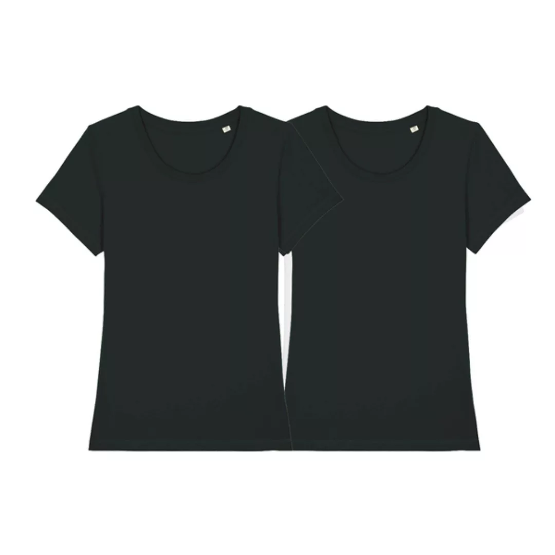 Damen Basic T-shirt Aus Bio-baumwolle 2er Pack - Schwarz/weiß günstig online kaufen
