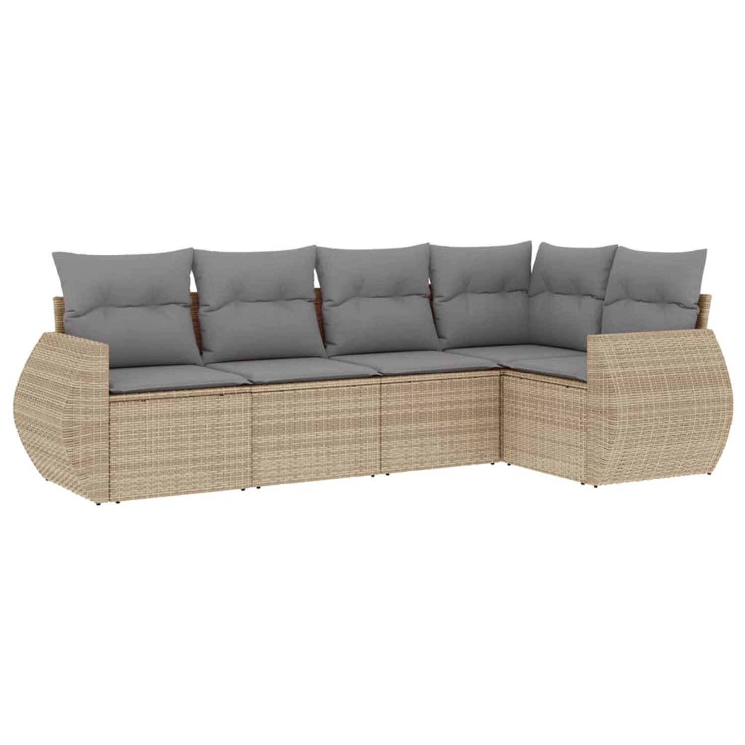 vidaXL 5-tlg Garten-Sofagarnitur mit Kissen Beige Poly Rattan Modell 176 günstig online kaufen