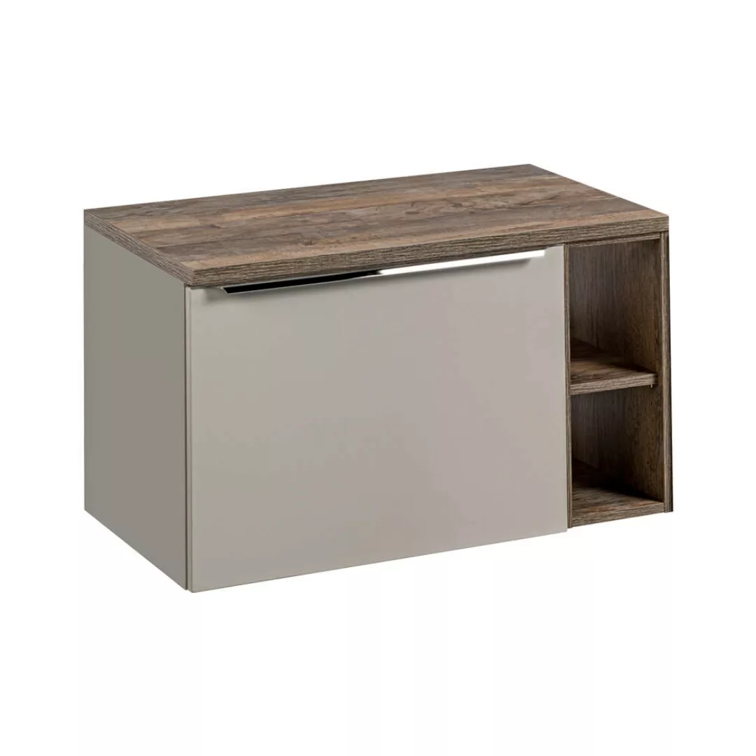 Waschtischunterschrank 80cm mit Regal PUEBLA-56-TAUPE in taupe mit Vintage günstig online kaufen