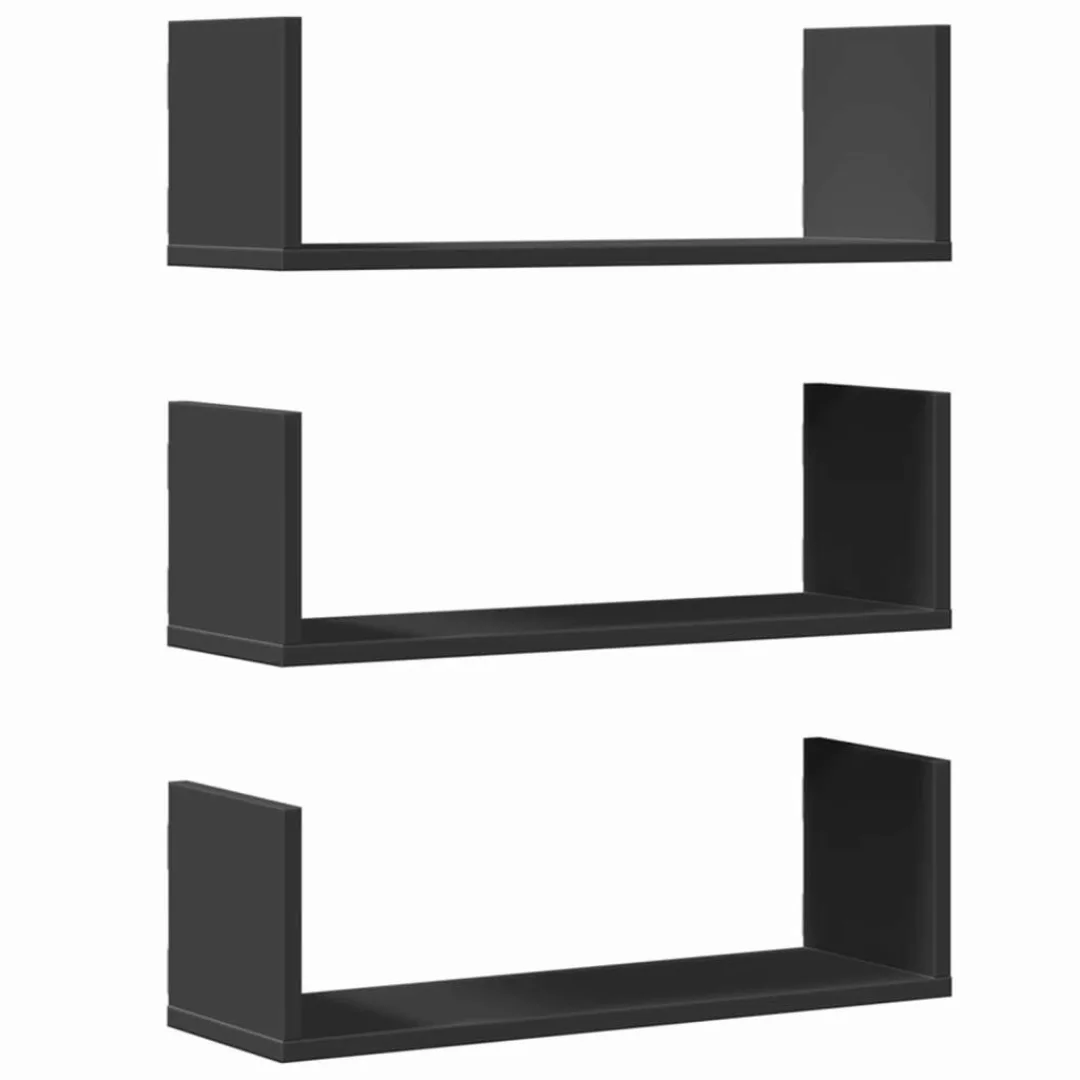 vidaXL Regal Wandregale 3 Stk. Schwarz günstig online kaufen