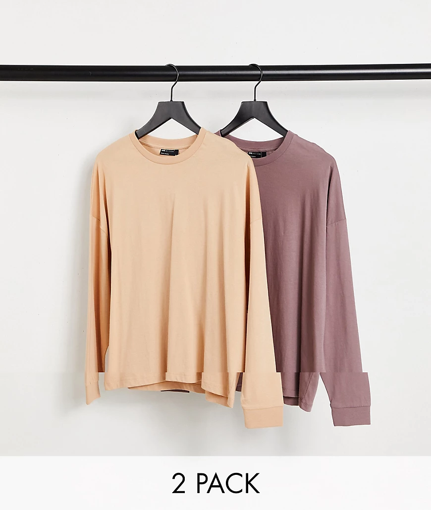 ASOS DESIGN – Langärmlige Oversize-Shirts aus Bio-Baumwolle in verschiedene günstig online kaufen