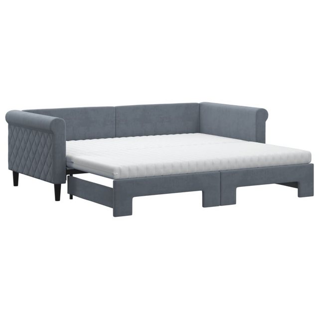 vidaXL Bett, Tagesbett Ausziehbar mit Matratzen Dunkelgrau 90x190 cm Samt günstig online kaufen