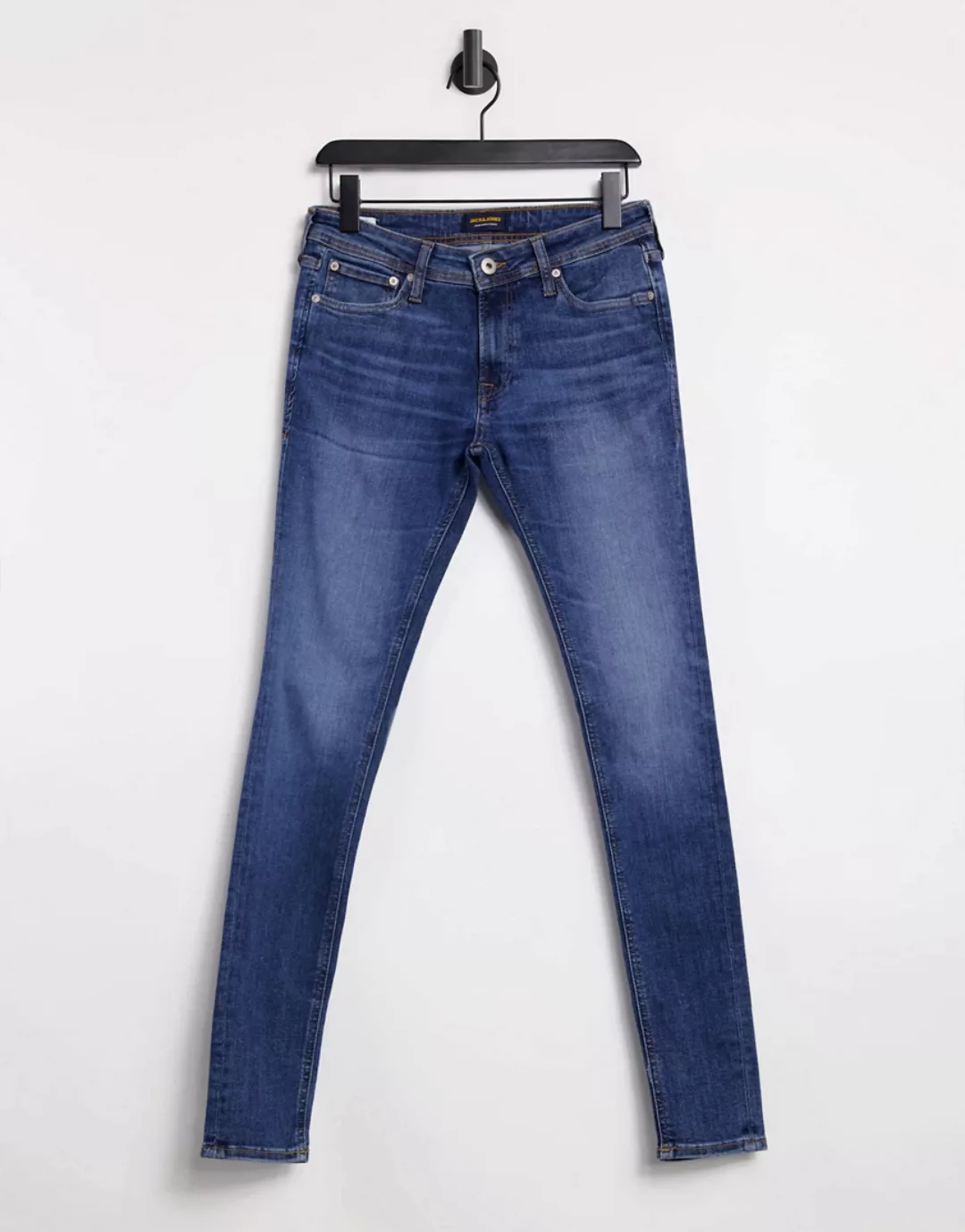 Jack & Jones Intelligence – Tom – Spray-on-Jeans in Mittelblau günstig online kaufen