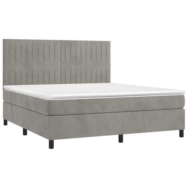 furnicato Bett Boxspringbett mit Matratze Hellgrau 180x200 cm Samt (1-tlg) günstig online kaufen