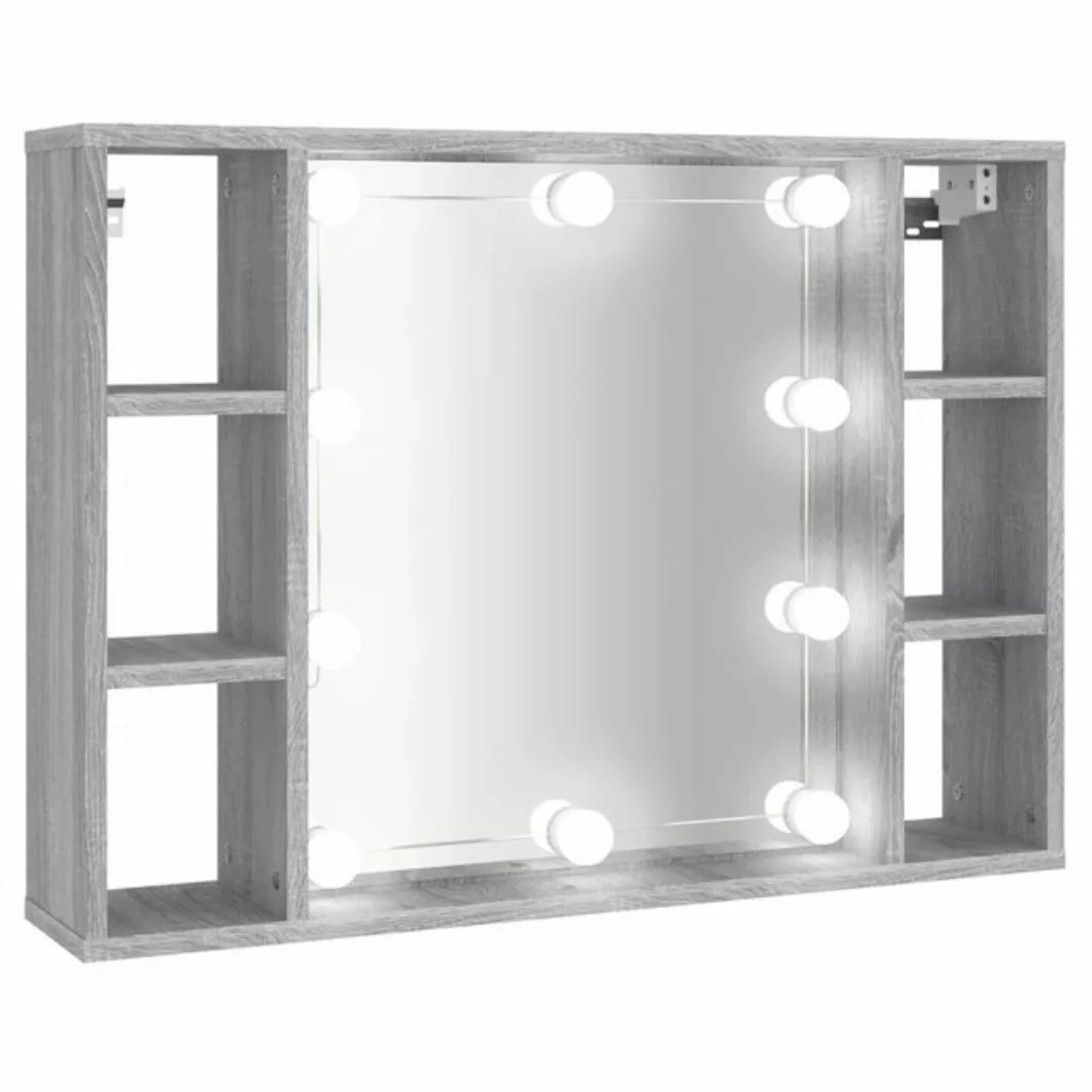 vidaXL Badezimmerspiegelschrank Spiegelschrank mit LED Grau Sonoma 76x15x55 günstig online kaufen