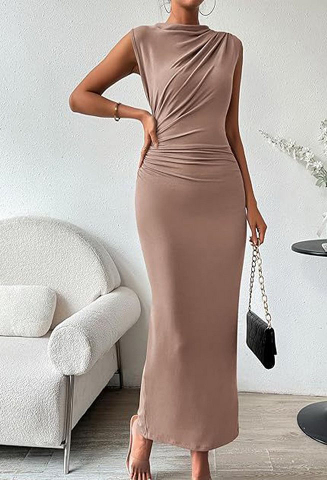 SEGUEN Sommerkleid Ärmellose Kleider mit Rückenschlitz für Frauen Plissiert günstig online kaufen