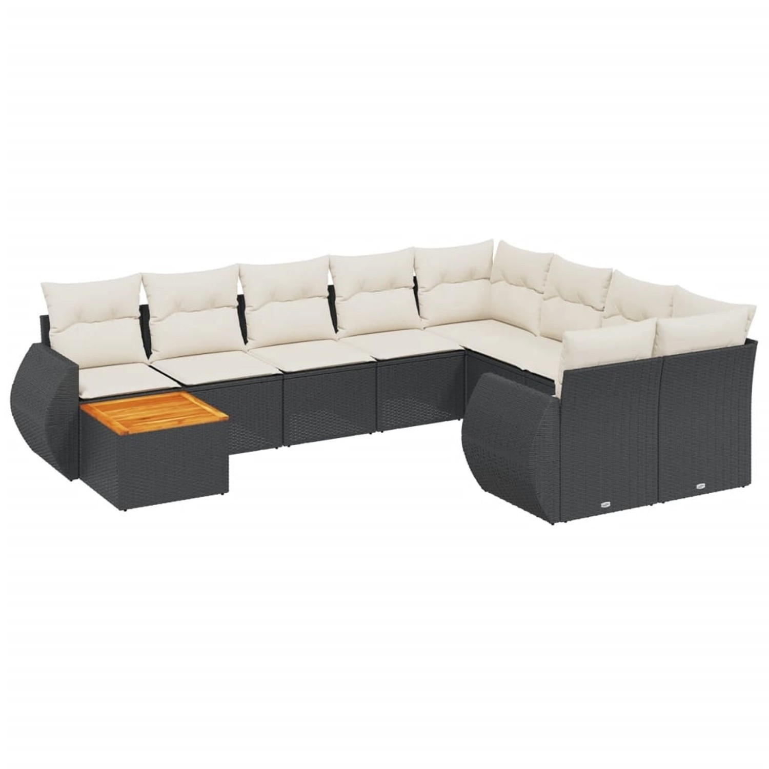 vidaXL 10-Tlg Garten-Sofagarnitur mit Kissen Schwarz Poly Rattan 3225167 günstig online kaufen