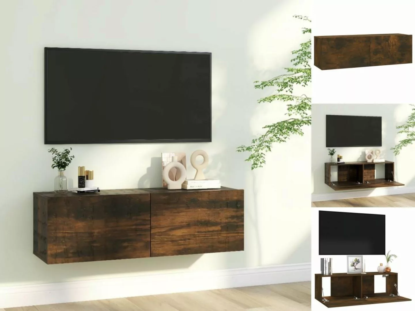 vidaXL TV-Schrank TV-Wandschrank Räuchereiche 100x30x30 cm Holzwerkstoff TV günstig online kaufen