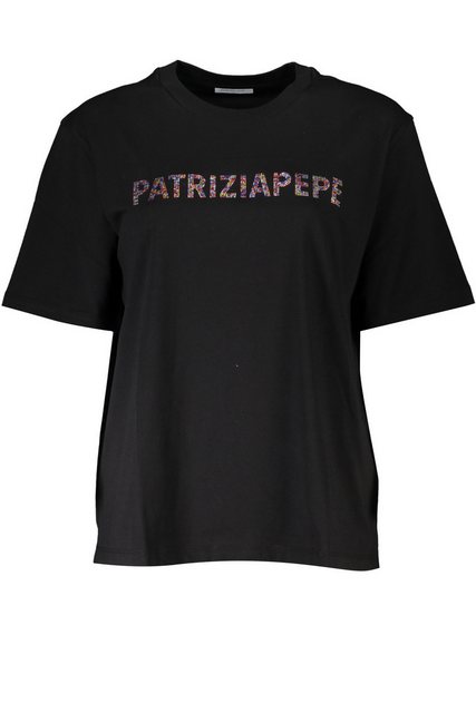 Patrizia Pepe T-Shirt Schwarzes Damen T-Shirt: Kurzarm, Rundhals, Strass günstig online kaufen