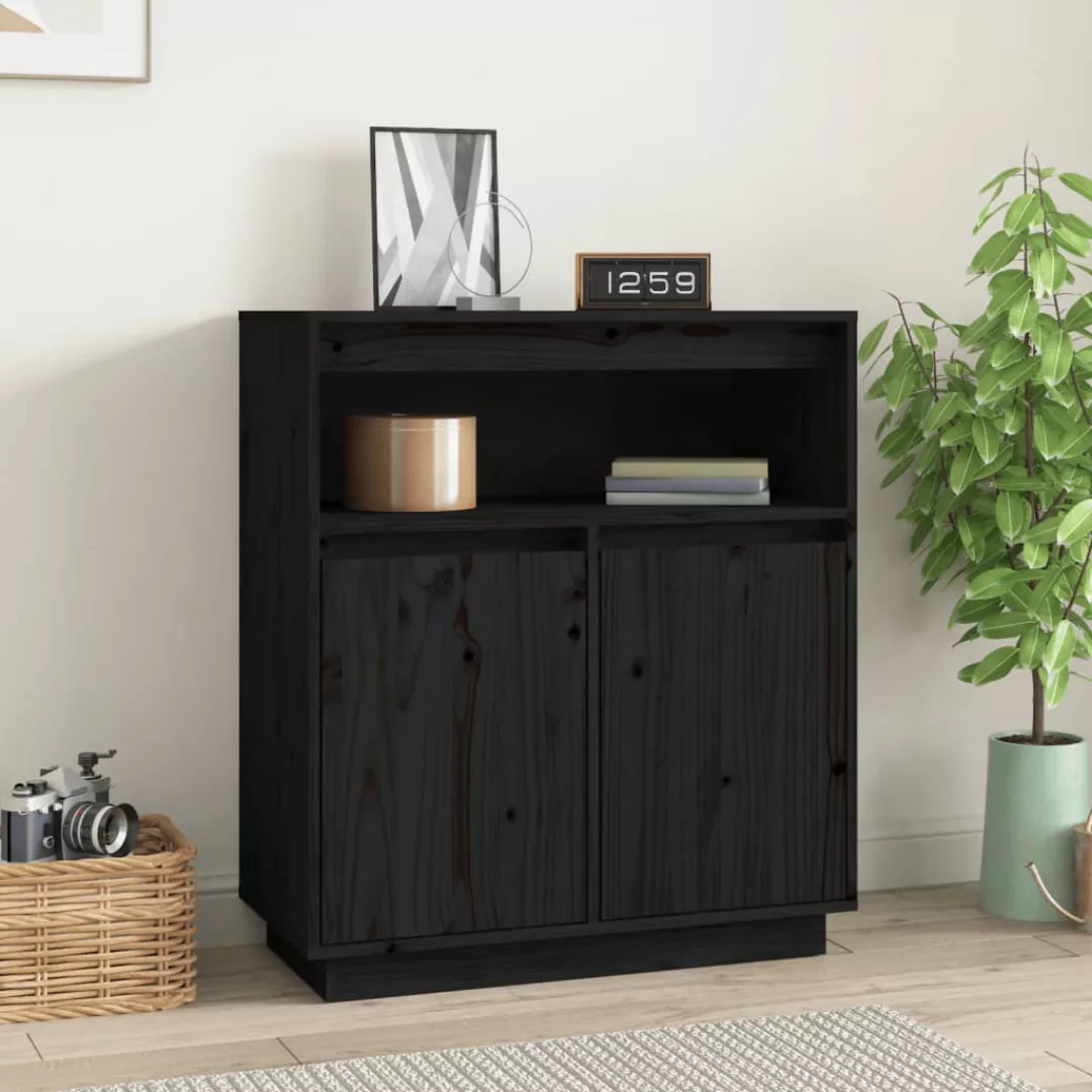 Vidaxl Sideboard Schwarz 70x34x80 Cm Massivholz Kiefer günstig online kaufen