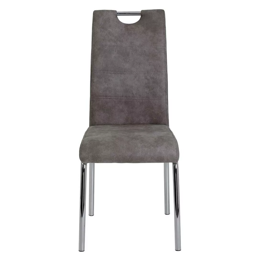 Esszimmer Stühle in Grau Microfaser Griff (Set) günstig online kaufen