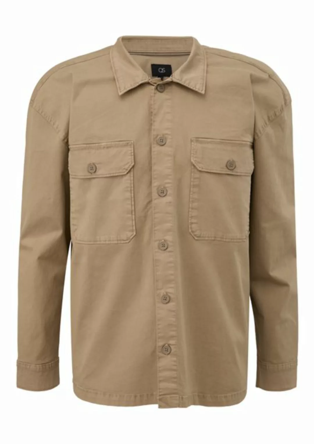 QS Langarmhemd Overshirt aus Baumwollstretch im Relaxed Fit Waschung günstig online kaufen
