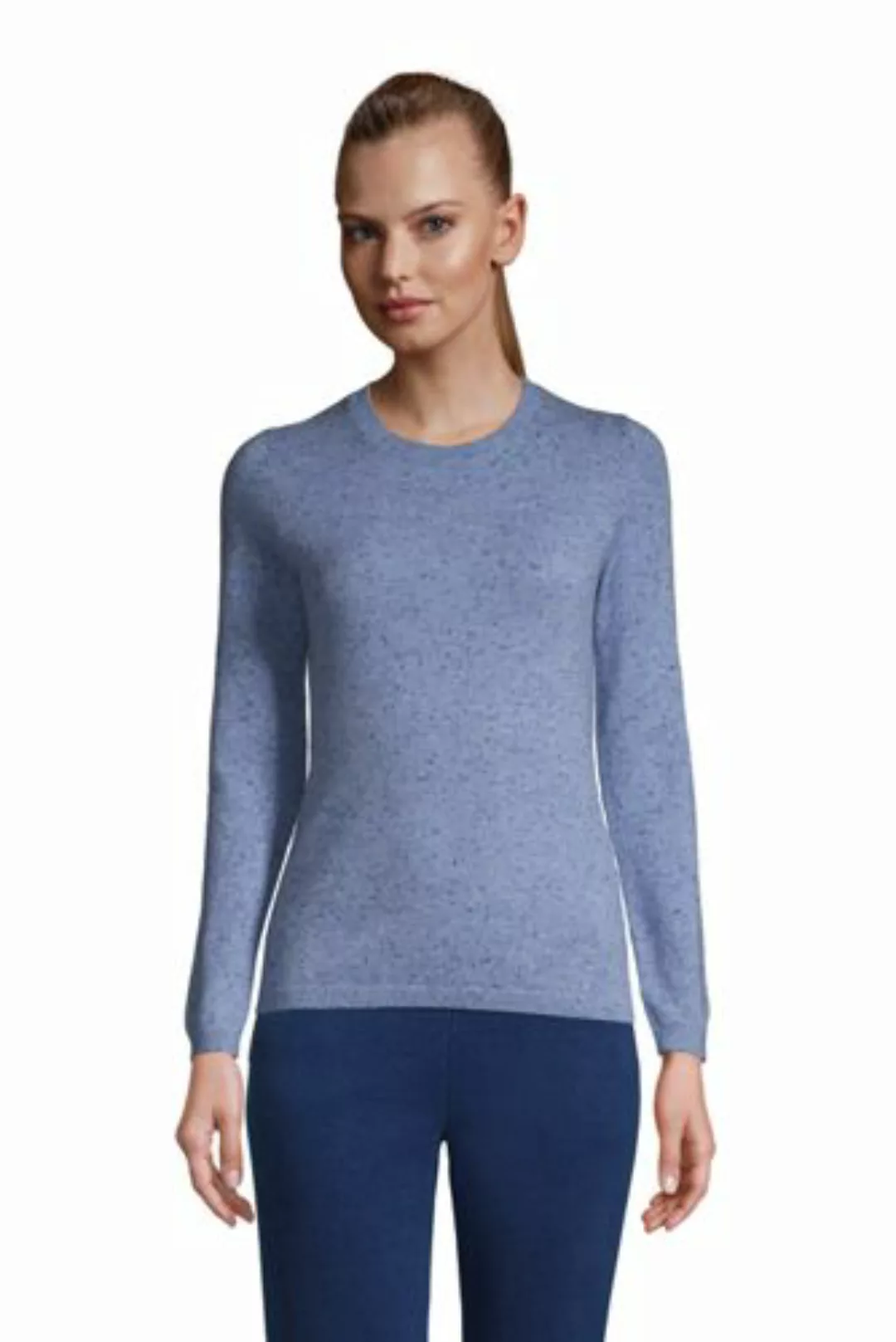Kaschmir-Pullover mit rundem Ausschnitt, Damen, Größe: 48-50 Normal, Blau, günstig online kaufen